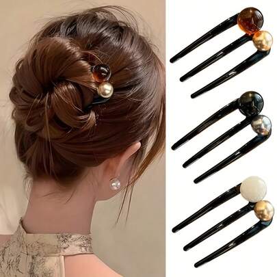 3 chiếc kẹp tóc hình chữ U 3 chấu kiểu cổ điển, dụng cụ tạo kiểu tóc hàng ngày.