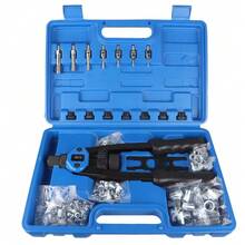 Rivet Gun Set, Rivnut Tool Kit, Heavy Duty Hand Riveter With M3-M12  Metric Mandrels,  Nuts And Rivets, Pop Rivet Gun Set With  Storage Case - Blue - View 4