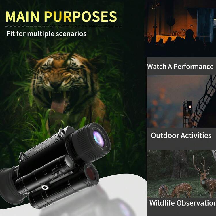 Suier 40MP 4K UHD Monocular Telescope With 600m 4K UHD Vision, Circular Screen, Night Vision, Tactical Light, Suitable For Outdoor Activities - View 9