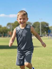 Boys' Premium Soccer Jersey And Shorts Set With Sleeve Detail And Lightweight Fabric - 灰色 - 查看 11