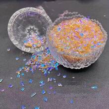 100颗炫彩AB水钻，不对称玻璃碎石，树脂填充材料，适用于史莱姆、杯垫、麻将工艺品等 - 彩色 - 查看 8