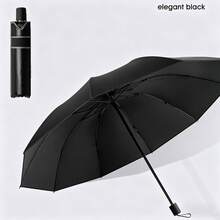 New Large Windproof Umbrella, 125cm/49.2inch Diameter, Dual-Color, Comes With Leather Case, 10 Ribs Reinforced Frame, Suitable For 2-3 People Family Outing, Multi-Person Use - Multicolor - View 13