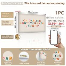 Tranh treo tường bằng vải canvas có khung, 1 bức, chữ "Oh Darling, You'll Never Grow Up!" (Ôi cưng ơi, con sẽ không bao giờ lớn lên!), trang trí phòng trẻ em phong cách Boho, tranh cầu vồng cho phòng chơi, trang trí tường phòng trẻ sơ sinh, trang trí trường mầm non, poster phòng chơi, quà tặng cho bé, trang trí tiệc, quà tặng cho trẻ mới sinh, quà tặng Ngày của Mẹ, quà tặng Ngày của Cha, trang trí trường mầm non. - Nhiều màu - Xem 12
