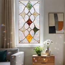1pc Colorful Abstract Art Glass Window Film, Retro Floral Pattern, Static Cling, Privacy Protection, Removable, Suitable For Living Room, Bedroom, Bathroom, Glass Doors, Home Decor, Beautify Interior, Window Sticker Art - Multicolor - View 11