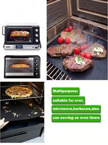 Black Oven Liner (Non-Food Contact), Thick Non-Stick Material, Heat Resistant, Reusable, Easy To Clean, Cut To Size. Suitable For Oven, Grill And Baking Tray. Dishwasher . Easy To Clean Kitchen Baking Mat - Black Barbecue Mat - View 3