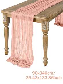 1pc Coral Pink Chiffon Ruffle Design Table Runner, Solid Color Tablecloth, Suitable For Holiday, Graduation, Birthday Party Decor, Wedding Accessories, Family Holiday Party Table Decor, Baby Shower, Bridal Shower Tablecloth, Party Table Runner, Cheese Cloth Table Runner, Table Decor - Coral Pink - View 13