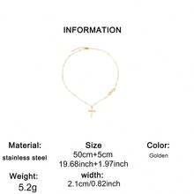1pc Stainless Steel Women's Necklace, Infinity Symbol Cross Pendant, Cross + Infinity Symbol Elements, Minimalist Luxury Style, Gold Color, Suitable For Women's Daily, Dating, Religious Ceremony Accessories - necklace - View 8