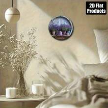 1 Stück 2D kreisförmige Holz-Dekorplakette, Lavendel-Thema, geeignet für Bar, Küche, Café, Zuhause, Wohnzimmer, Büro Dekoration, Geschenk, 2D Design, vorgebohrte Löcher wie gezeigt in der Größe - mehrfarbig - Übersicht 5