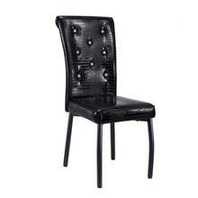 A Set Of 2 Soft, Black Retro Crocodile Leather Seats With Crystal Clasps And Faux Leather, Adding A Touch Of Elegance To The Dining Area. - Black - View 11