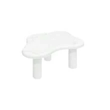 Cloud-Shaped Coffee Table With A Marble Look, Modern Living Room Table With Rounded Edges, Sturdy Solid Wood Legs, Easy-Care Surface, Ideal For Living Room And Lounge. - White - View 9