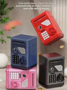 儿童人脸识别存钱罐，自动硬币计数ATM，大容量密码解锁储蓄盒玩具，适合3-6-12岁男孩女孩生日礼物 - 彩色 - 查看 11