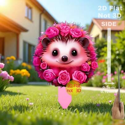 Cột trang trí sân vườn hình nhím 2D bằng acrylic - Trang trí Giáng sinh trong nhà/ngoài trời, hình nhím hoa hồng và màu đỏ hồng, thích hợp cho chậu cây, sân hiên, hiên nhà - Trang trí ngày lễ, sân vườn, bãi cỏ và làm vườn/Trang trí ngoài trời/Cột trang trí sân vườn
