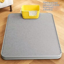 1 pieza Alfombra extra grande para caja de arena de gato de doble capa, accesorios antideslizantes e impermeables para caja de arena de gato - Multicolor - Ver 8