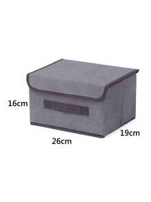 1pc Dustproof Linen Fabric Storage Box With Handle, Foldable And Stackable, Suitable For Storing Toys, Books, Cosmetics, Perfect For Wardrobe, Bedroom, Living Room, Kids Room, Dorm, Office, Apartment - Khaki - View 6