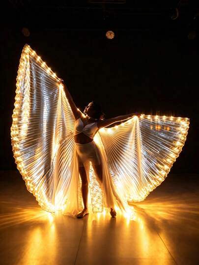 1pc Silver Glowing Forked Wings LED Lighting Accessory, Suitable For Capes, Stage Performances, Luminous Decorations, Costume Accessories, Celebration Gifts, Belly Dance Stage Decor, Festival Party Decorations, Room Decor, Home Decor, Theme Party Decorations, Valentine's Day Decor, Also Applicable For Easter, Campus Festivals, Carnival Costumes And Performances.