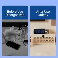 Cable Management Box,Rattan Like ABS Cord And Power Strip Organizer For Desk,Workspace,Home And Office(White) - Beige - View 5