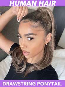Real Human Hair Extensions, 10" Machine Made Remy Magic Wrap Around Ponytail, Highlight Clip In Horsetail Stragiht For Women Easy To Use And Maintain Wear To Go, Easy To Style With Heat Tools, Comfortable & Durable Hairpiece For Everyday Or Special Events, Ponytail Extension , Multicolor(#1B #4/30 #4/613) - Multicolor - View 1