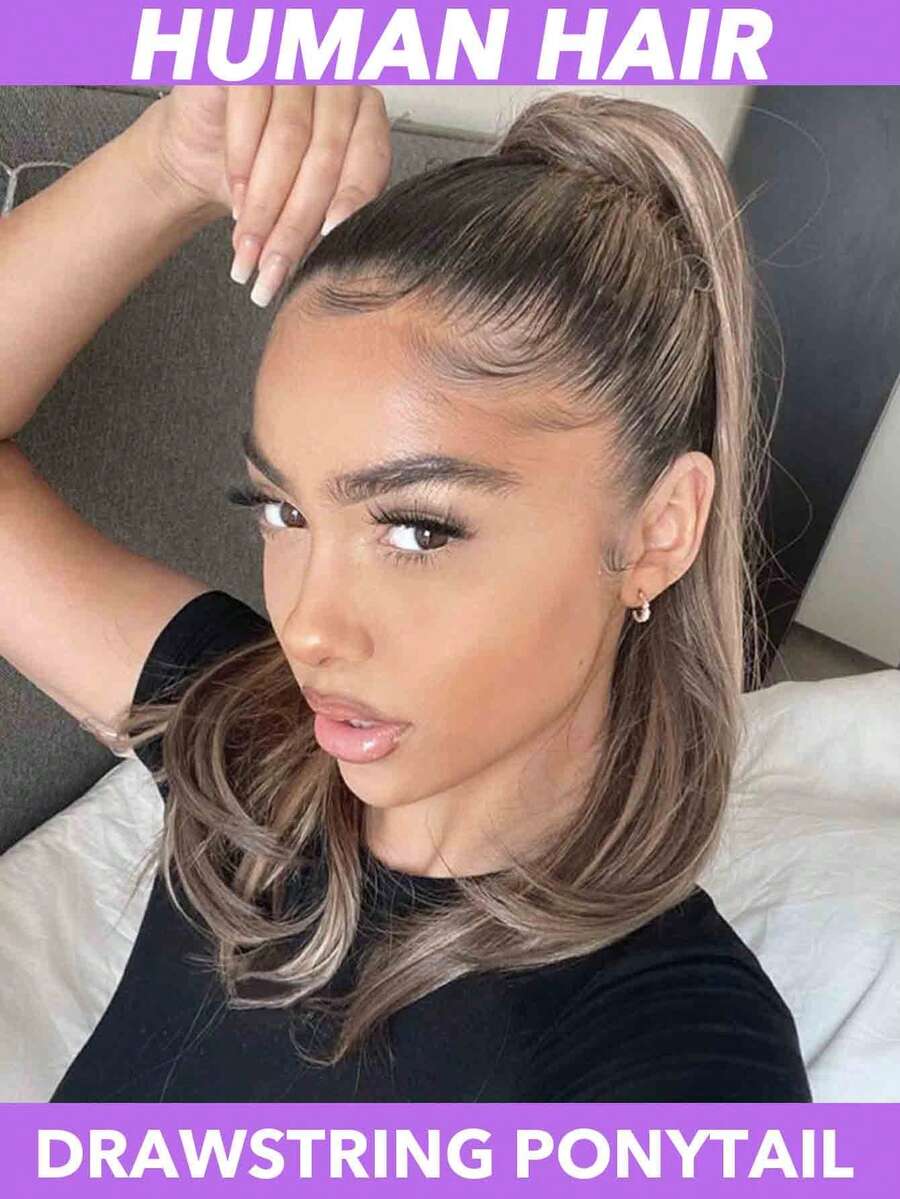 Real Human Hair Extensions, 10" Machine Made Remy Magic Wrap Around Ponytail, Highlight Clip In Horsetail Stragiht For Women Easy To Use And Maintain Wear To Go, Easy To Style With Heat Tools, Comfortable & Durable Hairpiece For Everyday Or Special Events, Ponytail Extension , Multicolor(#1B #4/30 #4/613) - Multicolor - View 1