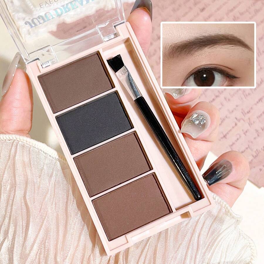 Beginner-Friendly Multi-Function Eyebrow Powder Palette, Natural 3D Eyebrow, Nose & Eye Shadow, Daily Use, Christmas 3-Color Options - Multicolor - View 1