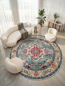 Modern Round Washable Non-Slip Area Rug – Thin Soft Living Room Carpet, Kitchen Rug & Runner, Decorative Rug - Multicolor - View 2