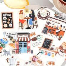 Etori Life 30pcs Weekend Afternoon Tea Stickers Suitable For Laptop, Phone Case, Luggage, Water Bottle, Bicycle, Guitar, Scrapbook, Photo Album - Mocha Sunday - View 6