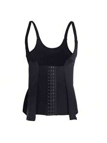 1 chiếc đai nịt bụng thể thao có móc và khóa kéo, áo corset định hình cơ thể, nâng đỡ ngực, kiểm soát vùng bụng. - màu đen - Xem 2