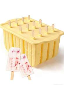1 pieza/12 moldes para paletas, molde de silicona de liberación fácil para hacer paletas de hielo DIY, molde para helados con tapa, molde para paletas - Multicolor - Ver 2