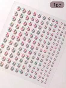 1pc Sweet Girl 3D Butterfly Face Sticker, Mermaid Round Bead Face Rhinestone Sticker, Photography Atmosphere Makeup Accessory, Hanfu Makeup Face Rhinestone Decor, Creative Makeup Styling Decoration Tool,Concert Look,Face Gems - Multicolor - View 5