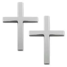 2PCS Metal Christian Cross Emblem Stickers 2.5*1.8in 3D Jesus Christ Auto Emblem Badge Decal Self-Adhesive Styling Cross Decal Decoration For Trunk Tailgate Side Fender Silver - 銀 - 查看 7