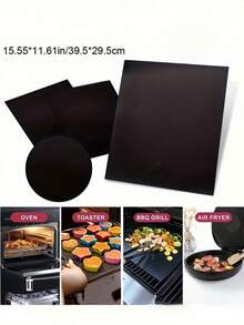 Black Oven Liner (Non-Food Contact), Thick Non-Stick Material, Heat Resistant, Reusable, Easy To Clean, Cut To Size. Suitable For Oven, Grill And Baking Tray. Dishwasher . Easy To Clean Kitchen Baking Mat - Black Barbecue Mat - View 5