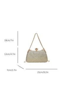 Dedoo 1pc Shiny Gold Rhinestone Decorated Elegant Women's Clutch Bag, Suitable For Evening Party, Wedding, Cocktail - Gold - View 9