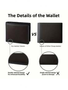 HOVI'S Fashionable Minimalist Snap Short Wallet Business Casual Compact Multi-Functional Multi-Card Slot Wallet Coin Purse Card Holder Men's Wallet - Black - View 3