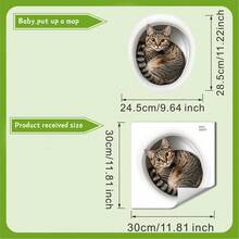 1pc Funny Toilet Bathroom Decor - Cute Tabby Cat Design, Self-Adhesive Vinyl Sticker Suitable For Bathroom Wall, Toilet Seat - Perfect Gift For Cat Lovers And Home Decor, Humorous Art, Removable Sticker Decal - Cute Tabby Cat - View 3