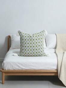 1 pezzo/2 pezzi Federa per cuscino stile bohémien con motivo geometrico verde e grigio con nappe, custodia decorativa in stile nordico intrecciata per divano, soggiorno, camera da letto, decorazione per la casa, dimensione 45*45cm, adatta per tutte le stagioni (inserto cuscino non incluso) - Verde - Visualizzare 8