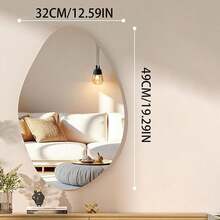 Espejo de pared asimétrico, pegatina de espejo suave acrílico asimétrico, adecuado para sala de estar, entrada, pasillo, baño, dormitorio, decoración del hogar montada en la pared - con forma de huevo - Ver 12