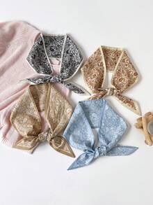 1条双面佩斯利印花围巾，多功能设计，长款系带腕带头巾时尚颈巾 - 彩色 - 查看 3