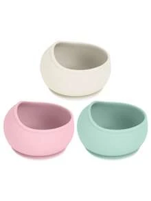1 pieza Tazón de silicona con ventosa, tazón de alimentación para bebés, vajilla infantil, material de silicona suave, vajilla de silicona para bebés, vajilla para niños pequeños, tazón de alimentación práctica para la primera etapa, regalo para bebés - Multicolor - Ver 1
