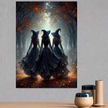 Kit de Pintura de Diamantes - Tema Navideño con Diseño de Bruja, Incluye un Diseño Completo de Arte de Diamantes Redondos - Lienzo Fácil de Seguir para Decoración del Hogar. Un Regalo Perfecto para el Día de la Madre, el Día del Padre, Halloween, Navidad - Enmarcado - Ver 3