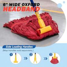 Ntetic On Mop Ead Replacement Cemical Reant Eavy Duty Commercial Mops  Floor Cleaning And Finising 5 Inc Wide Eadband Medium Size 20 Oz 1 Pack Red - 1 包中號 - 查看 4