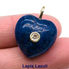 Colgantes de piedras naturales con forma de corazón de 20 mm con circonita, piedras naturales de amazonita, amatista, lapislázuli y ojo de tigre para hacer joyas, collares, pendientes y accesorios DIY - Piedra - Ver 14