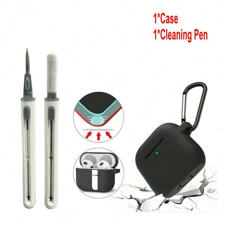 Funda protectora de silicona resistente a los golpes compatible con Pro3/Pro2/4/3 con bolígrafo de limpieza, 2.5mm - Negro - Ver 1