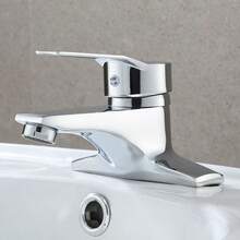 2-In-1 Bathroom Sink Faucet, Dual Function For Hot & Cold Water, Wash Basin Faucet With Dual Holes - Silver - View 2