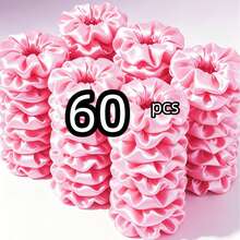12pcs Solid Color Satin Silk Hair Scrunchies Set, Soft Satin Elastic Hair Ties, Non-Damaging Large Hair Scrunchies, Hair Accessories - Pink - View 11