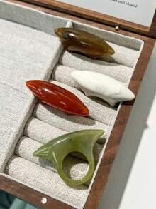 4 chiếc nhẫn kiểu Hàn Quốc phong cách Ins, họa tiết vân đá cẩm thạch, chất liệu nhựa mờ với thiết kế tối giản thanh lịch. - Nhiều màu - Xem 3