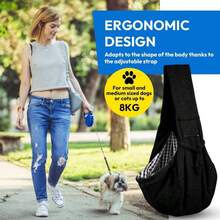 Hands Free Pet Sling Carrier For Small Dogs,Comfortable Travel Carrier For Outdoor Walking,Comfortable Pet Sling Carrier For Small Pets, Hands-Free Dog Cat Travel Bag, Ideal For Walking, Hiking And Daily Outings. - Black - View 4