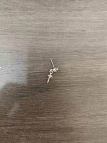 精致十字架吊坠耳环，时尚奢华学生风耳夹，女士春夏款 - 銀色 - 查看 8