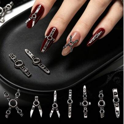 70pcs Y2K Metallic Nail Art Accessories Set, 3D Silver Punk Nail Studs, Gothic Cyber ​​Nail Decorations, DIY Nail Art Accessories, Nail Art Supplies