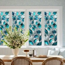 1/3pcs Leaf Frosted Static Cling Window Film, Natural Fresh Atmosphere, Static Adsorption Privacy Window Film, No Glue Heat Resistant Removable, Suitable For Home Windows, Bathroom Doors, Office Glass Decor - Green Leaf Electrostatic Abrasive Film - View 8