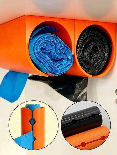 Heavy Duty Plastic Wall Mounted Garbage Bag Holder - Space Saving Cabinet Organizer, Requires Drilling Installation, Suitable For Kitchen Trash Bags, For Home And Commercial Use, Sturdy Base Easy To Install, Can Hold Garbage Bags, Umbrellas, Curtain Rods, Rolling Pins, Cling Wrap, Foil, Ideal For Home, Kitchen, Dining Room, Hotel, Great Gift For Mother, Father, Friends, Partner