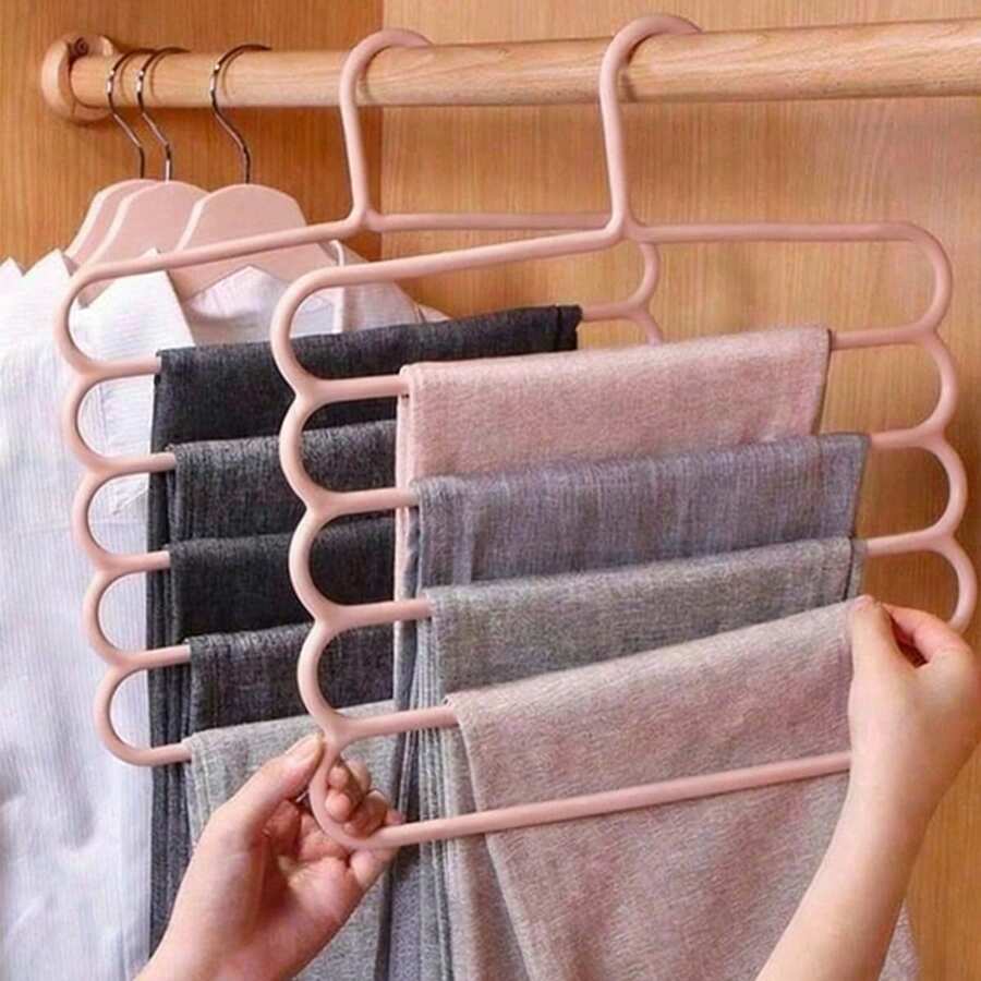 Giá treo quần 5 tầng nhiều màu sắc (6/4/2/1 chiếc), giá treo nhiều tầng bằng nhựa để sắp xếp quần, khăn quàng cổ, cà vạt trong tủ quần áo. - Nhiều màu - Xem 1